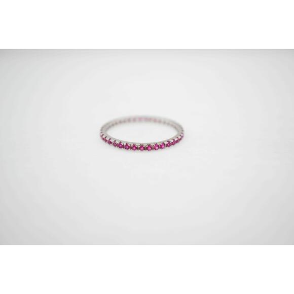 Estate Sale 10k White Gold CZ Pink Ring Size 11 Womens Vintage Fine Jewelry